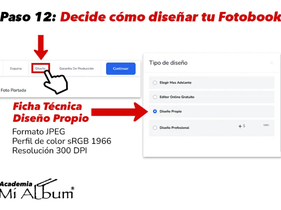Opciones para diseñar tu Fotobook: diseño propio, editor en línea gratuito o diseño profesional con el equipo de Mi Album.