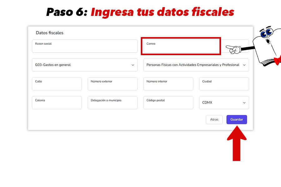 Formulario completo para datos fiscales en Mi Album.