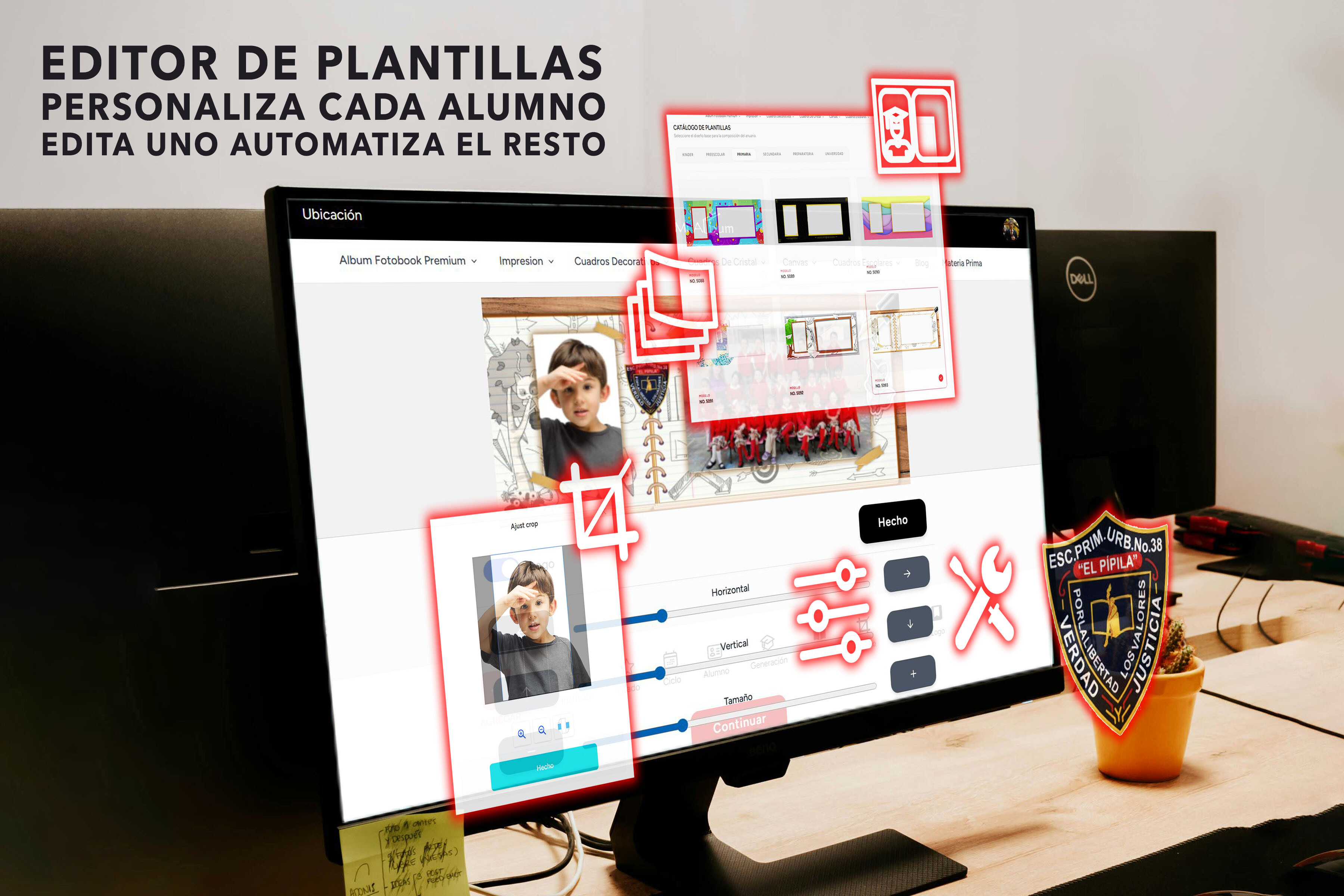 editor de plantillas escolares para personalizar cuadros por alumno